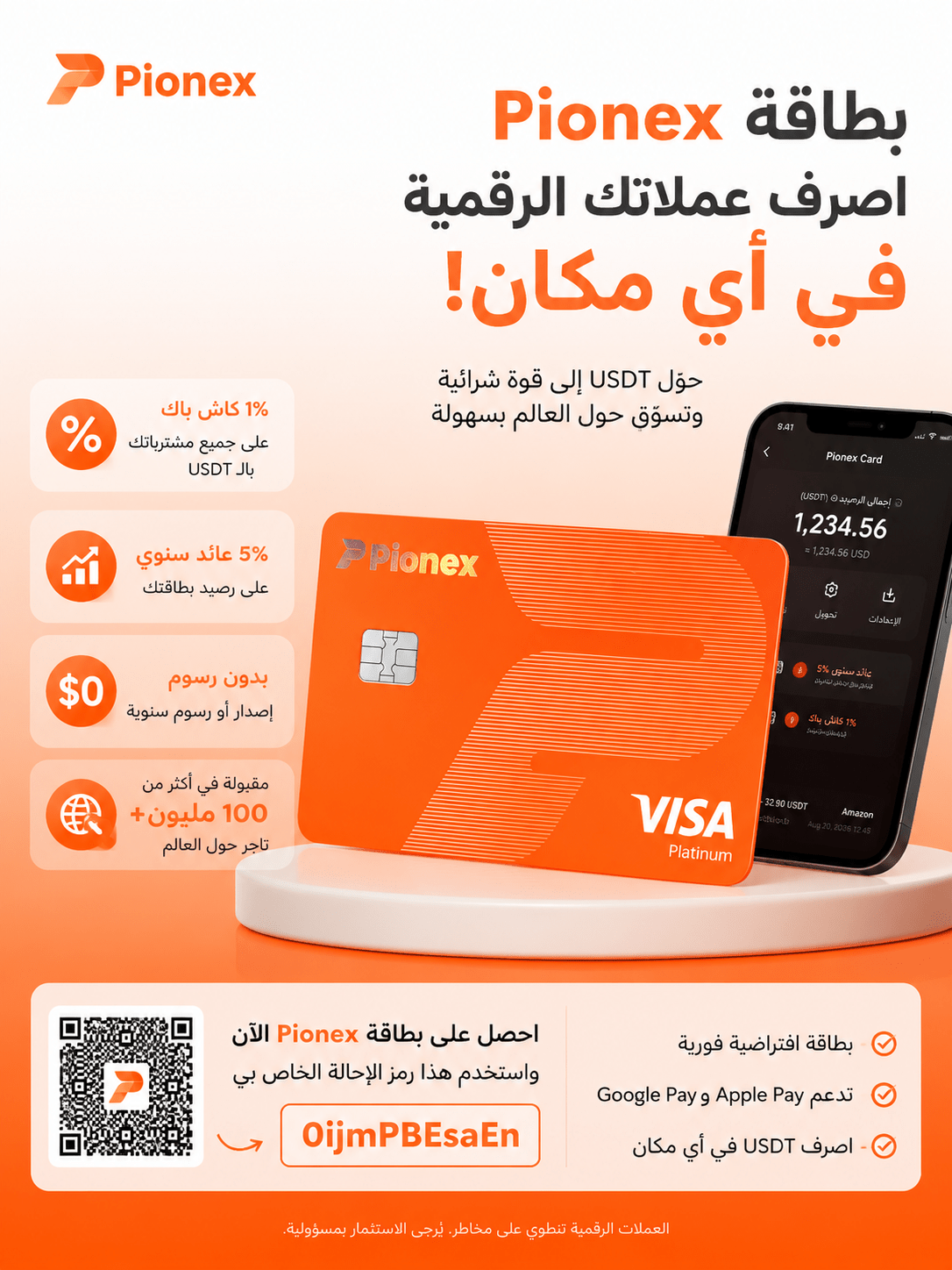 Pionex Card USDT payment card