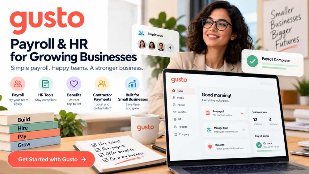 Gusto payroll and HR for growing businesses with a small-business dashboard and automated payroll checklist